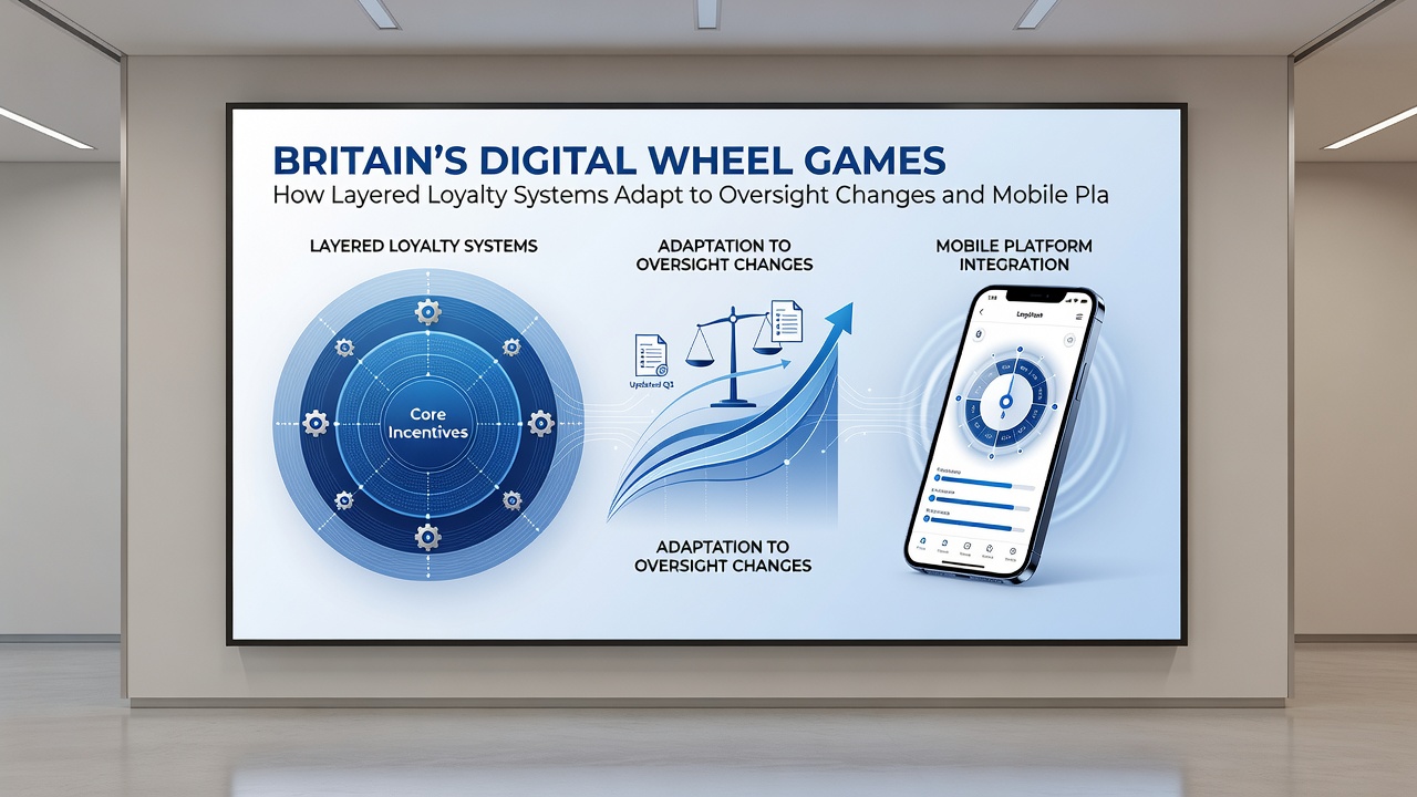 Layered loyalty dashboard on tablet displaying mobile roulette rewards and tier progression