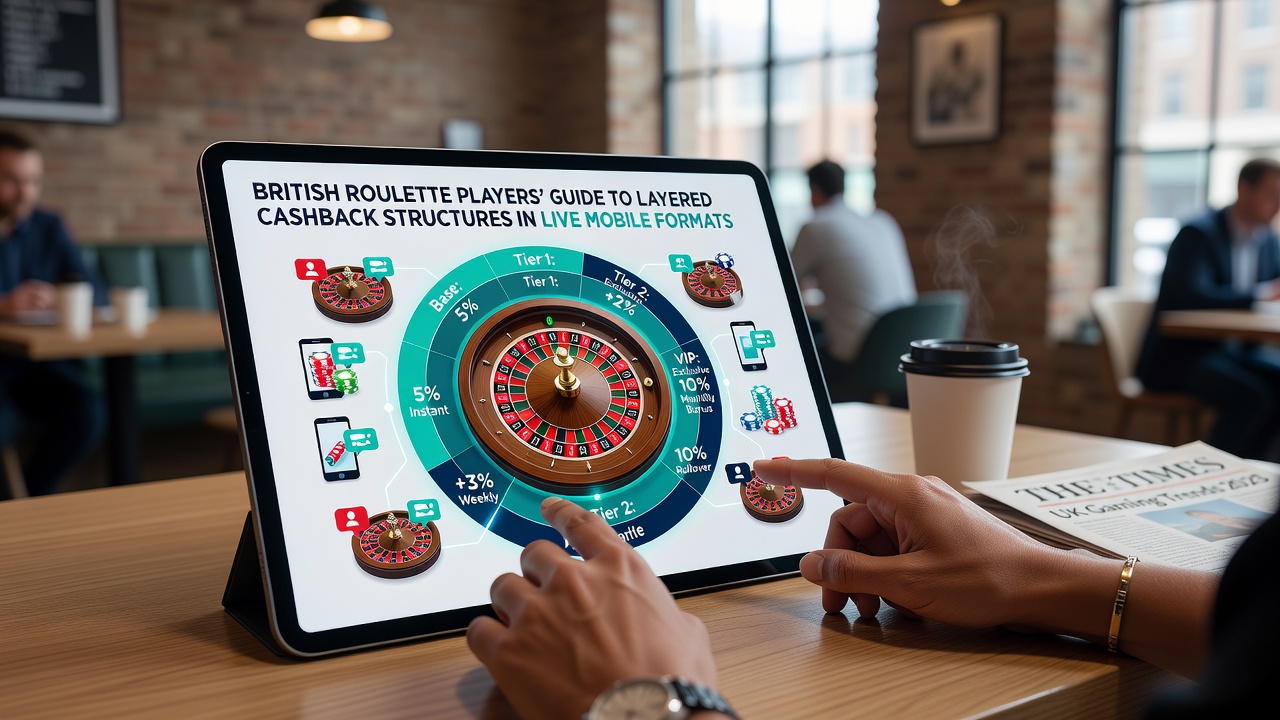 Infographic showing progression through cashback tiers with percentage returns and mobile app icons