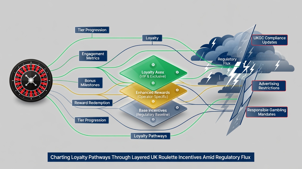 Infographic showing UK roulette player progression through cashback and VIP tiers under current regulations
