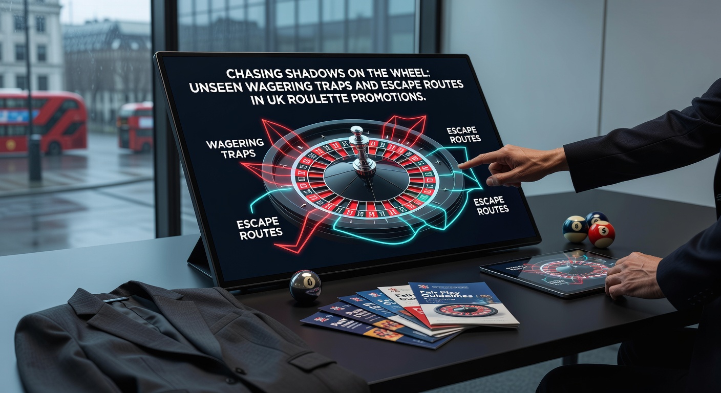 Close-up of a casino terms and conditions document spotlighting wagering traps next to a spinning roulette wheel