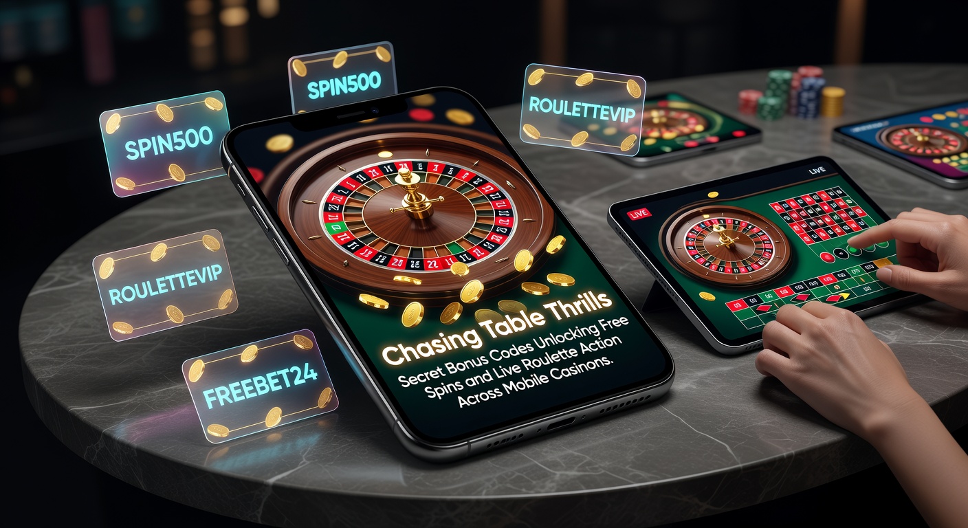 Vibrant mobile casino interface showing spinning roulette wheel and bonus code entry screen