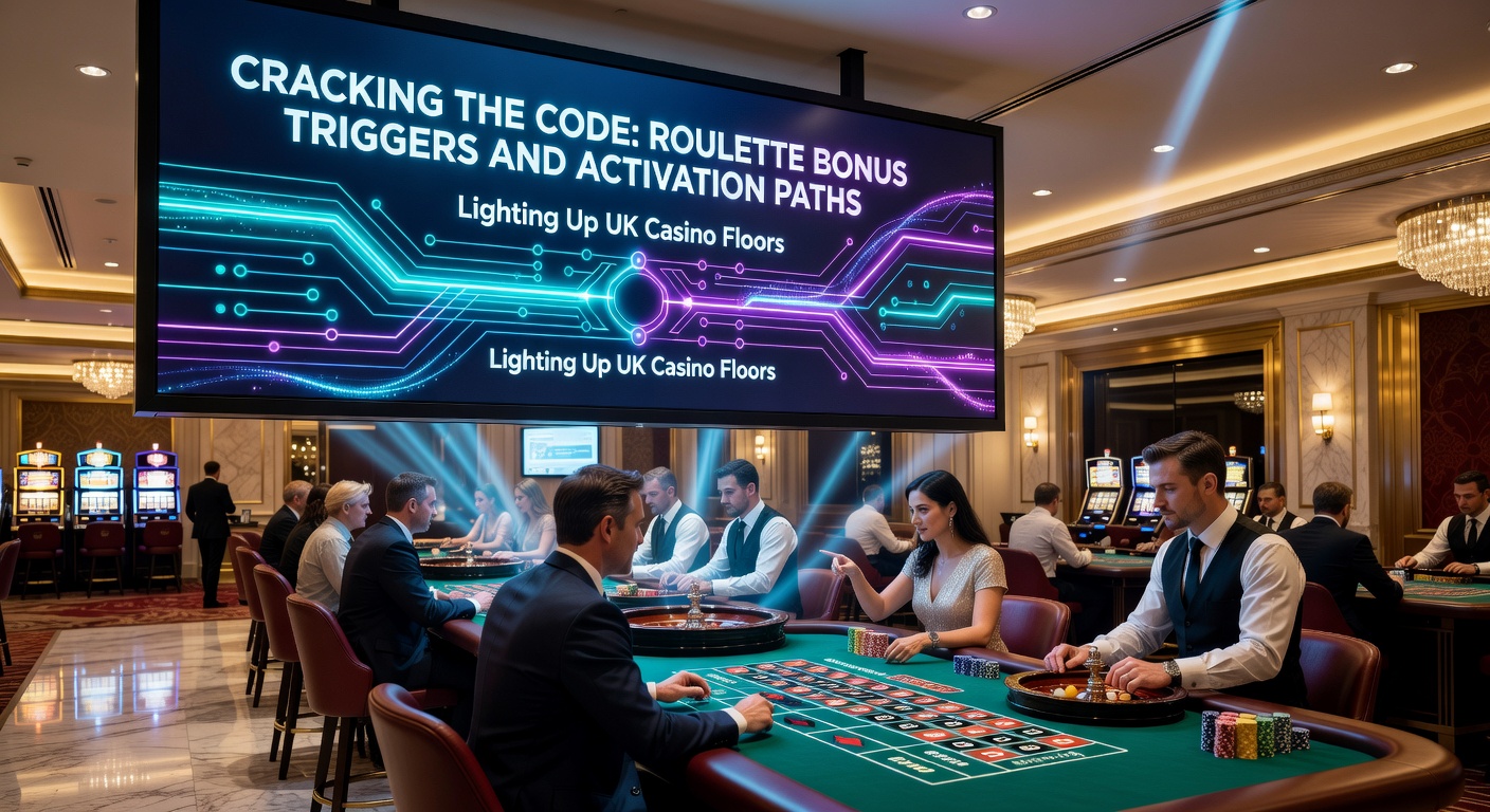 Vibrant roulette wheel with glowing bonus symbols activating on a digital casino interface, highlighting trigger points in UK gaming setups