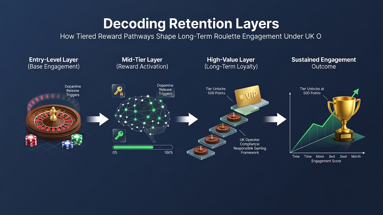 Chart showing player progression through roulette retention layers over six-month periods under regulatory conditions
