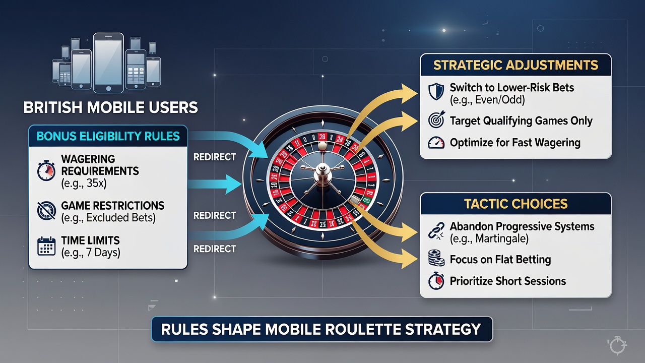 Mobile roulette interface displaying bonus contribution rates for different bet types