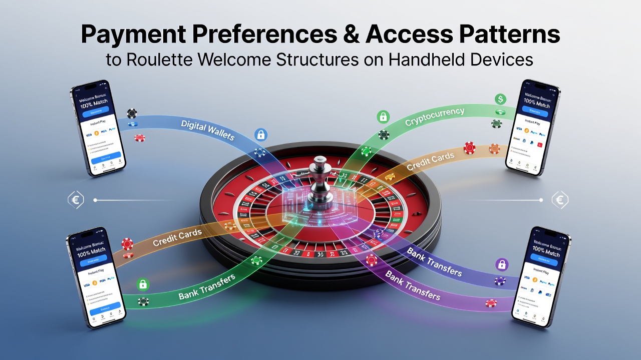 Mobile device displaying roulette welcome bonus interface with various payment options highlighted