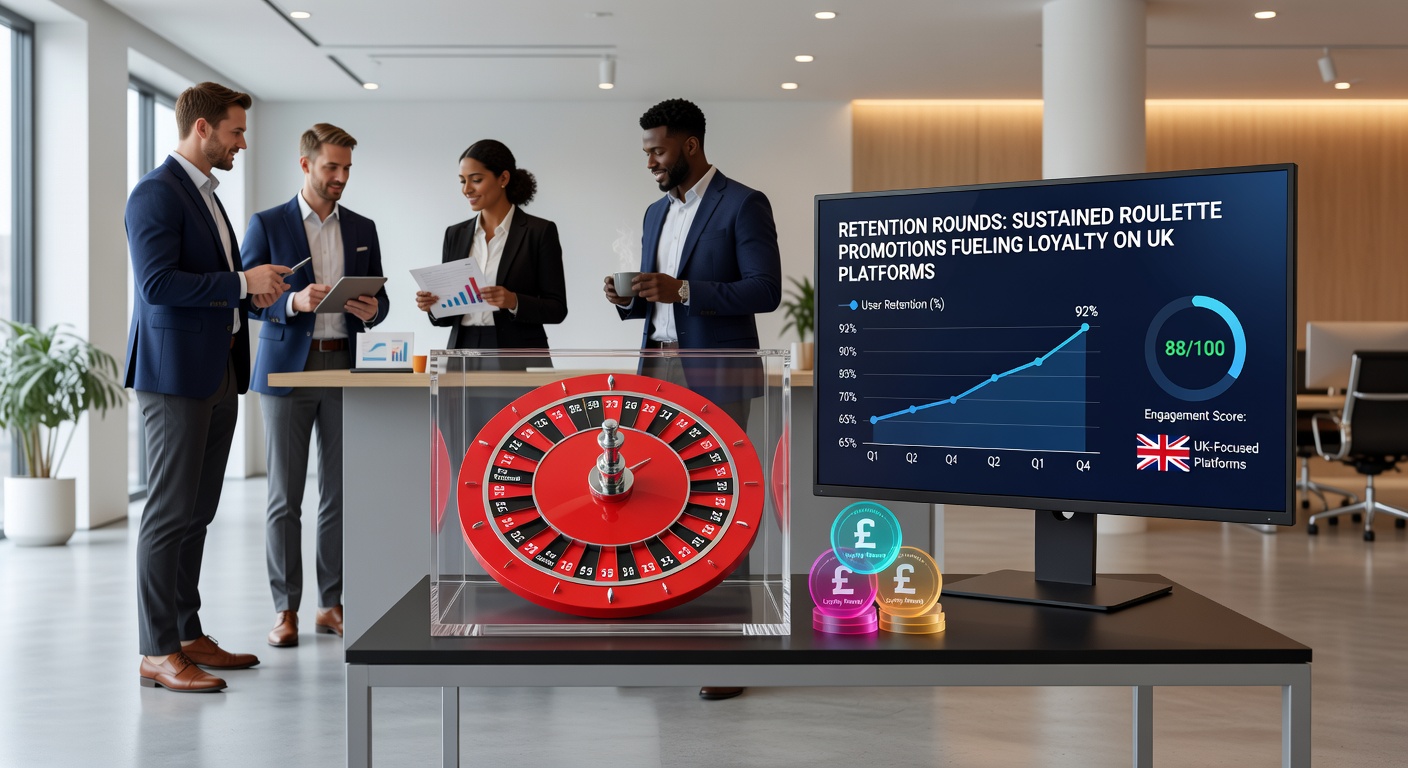 Close-up of a player's interface displaying loyalty progress bars, cashback notifications, and roulette tables amid glowing promotional alerts on a UK casino app