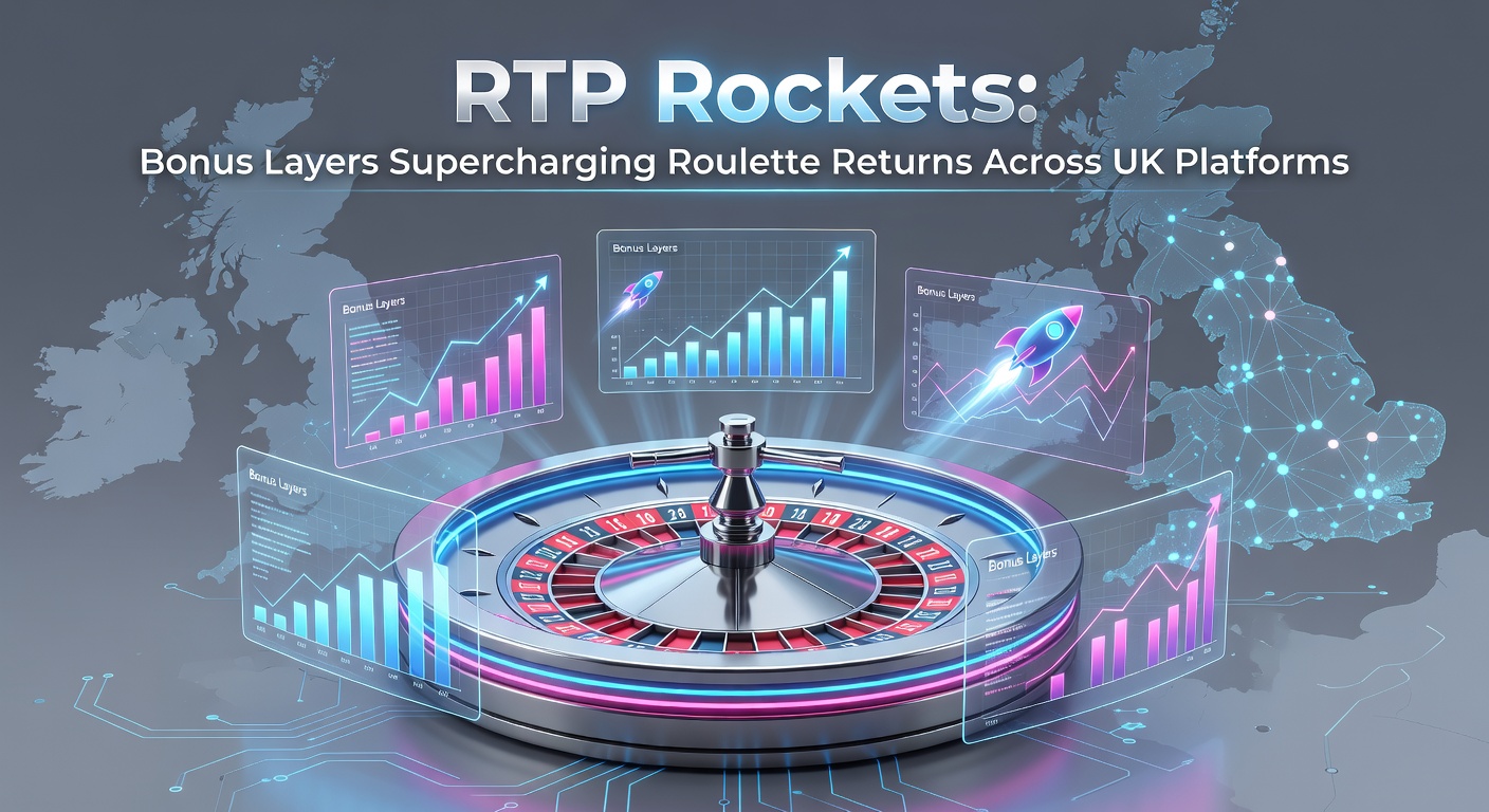 Dynamic graphic of a roulette wheel launching RTP rockets fueled by stacked bonus layers, symbolizing boosted player returns
